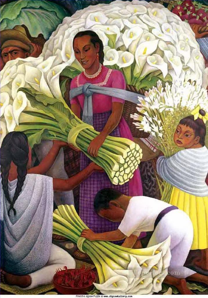 the flowers seller Diego Rivera Oil Paintings